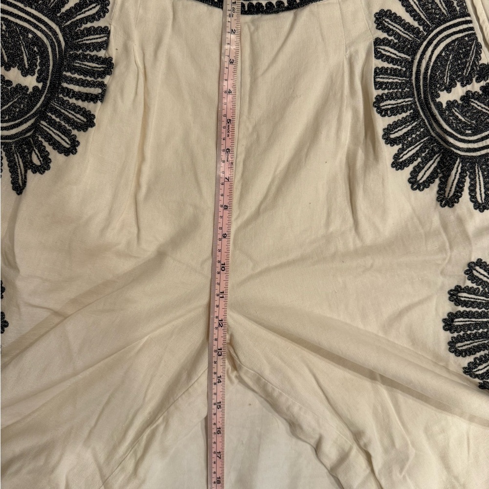 Anthropologie Embroidered Chic Cream and Black Floral Wide Leg Pants - Picture 11 of 12